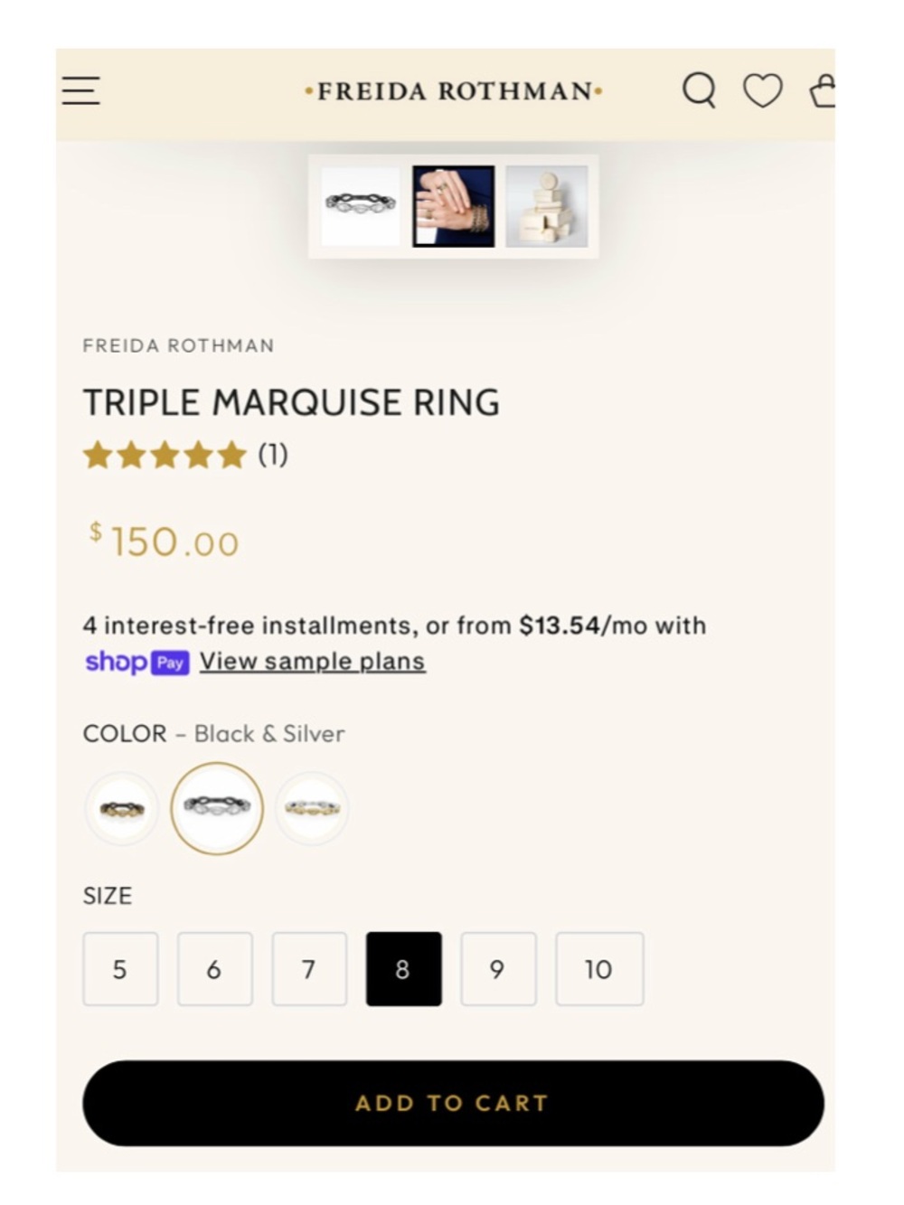 Freida Rothman TRIPLE MARQUISE RING in Silver Rhodium - Picture 6 of 16